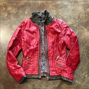 Montanaco Red Faux Leather Jacket Women’s Small